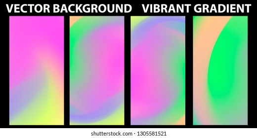 Vector EPS 10 Gradient Set. Different colors. Modern Smartphone screen, mobile app Template. Design for Wallpaper, background, banner, flyer, Social media post. 