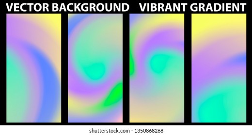 Vector EPS 10 Gradient Set. Different colors. Modern Smartphone screen, mobile app Template. Design for Wallpaper, background, banner, flyer, Social media post