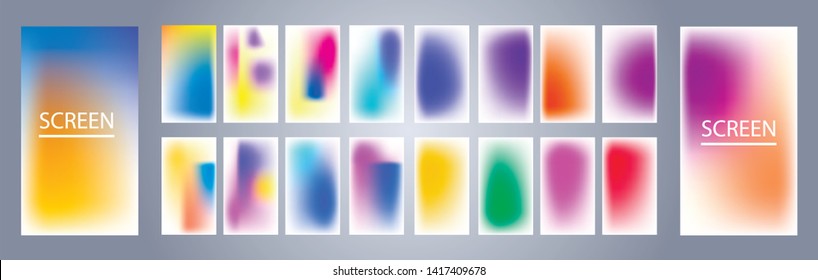 Vector EPS 10 Gradient Set. Different colors. Modern Smartphone screen, mobile app Template. Design for Wallpaper, background, banner, flyer, Social media post. 