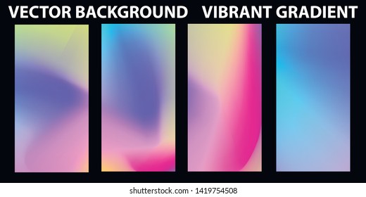 Vector EPS 10 Gradient Set. Different colors. Modern Smartphone screen, mobile app Template. Design for Wallpaper, background, banner, flyer, Social media post. 