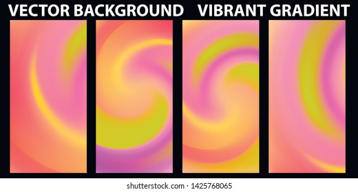 Vector EPS 10 Gradient Set. Different colors. Modern Smartphone screen, mobile app Template. Design for Wallpaper, background, banner, flyer, Social media post. 