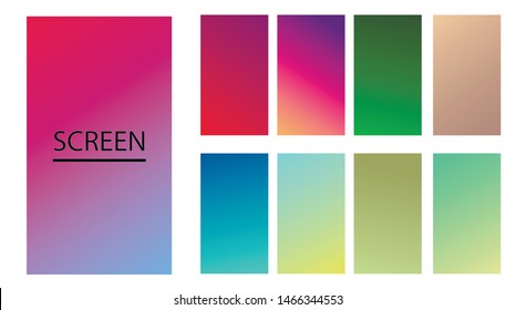 Vector EPS 10 Gradient Set. Different colors. Modern Smartphone screen, mobile app Template. Design for Wallpaper, background, banner, flyer, Social media post