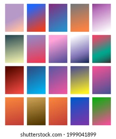 Vector EPS 10 Gradient Set. Different colors. Modern Smartphone screen, mobile app Template. Design for Wallpaper, background, banner, flyer, Social media post. 
