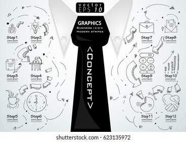 Vector EPS 10 Graphics Business Icon Modern Stripes with Necktie,Concept Text.