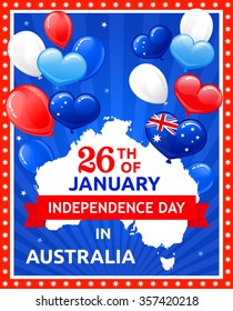 VECTOR eps 10.  Great design for Australia Independence day. Balloons and stars, Australia flag in kind of ballons. Enjoy more quality good illustrations for this day in my portfolio! Australia flag