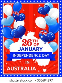 VECTOR eps 10.  Great design for Australia Independence day. Balloons and stars, Australia flag in kind of ballons. Enjoy more quality good illustrations for this day in my portfolio!  
