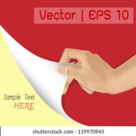 Vector EPS 10- hand open blank sheet of paper