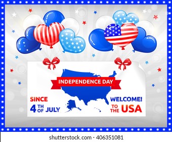 VECTOR eps 10. Happy Independence day in USA with Balloons. Celebration at the 4th July!
