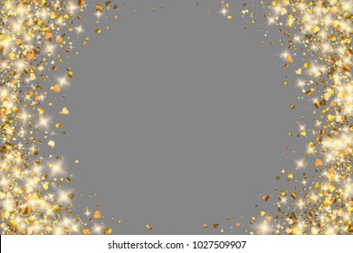 Vector eps 10 heart shaped golden confetti background decoration