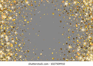 Vector eps 10 heart shaped golden confetti background decoration