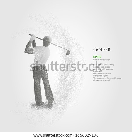 Vector eps 10 illustration one man golfer golfing golf swing taking a shot silhouette