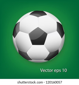 Vector eps 10, Illustration of soccer ball on green gradient background.