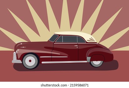 Vector EPS 10 illustration, vintage car poster for vintage car taxi or rent services.