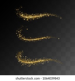 Vector eps 10 isolated sparkling golden glitter decorative element set