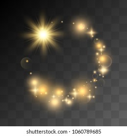 Vector eps 10 isolated transparent golden light effect
