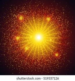 VECTOR eps 10. Light effect. Sparkle, Bright Light Effect. Creative Background for Postcard, Web design.