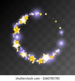 Vector eps 10 magical light isolated round frame design with sparkling stars