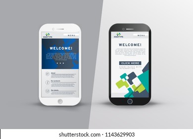 Vector EPS 10. Mock up of 2 smartphones. Branding identity design.