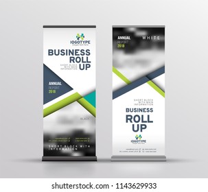 Vector EPS 10. Mock up of 2 standing roll ups. Branding identity design.