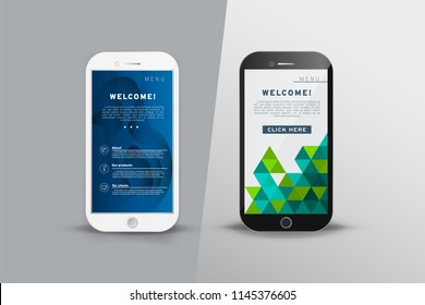 Vector EPS 10. Mock up of 2 smartphones. Branding identity design.