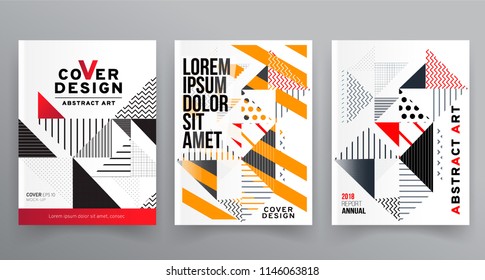 Vector EPS 10. Mock up of 3 main pages. Magazine or book design. Branding identity design.