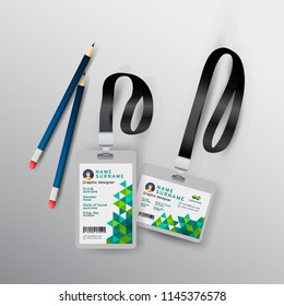 Vector EPS 10. Mock up of badge and pencils. Branding identity design.