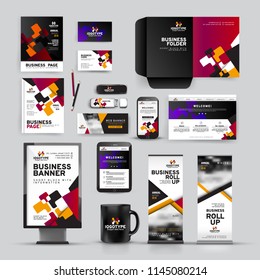 Vector EPS 10. Mock up of business tools. Big set of Branding identity design.