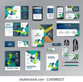 Vector EPS 10. Mock up of business tools. Big set of Branding identity design.