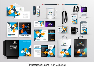 Vector EPS 10. Mock up of business tools. Big set of Branding identity design.