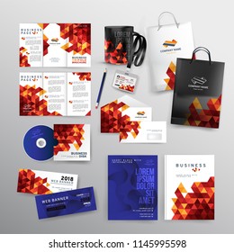 Vector EPS 10. Mock up of business tools. Big set of Branding identity design.