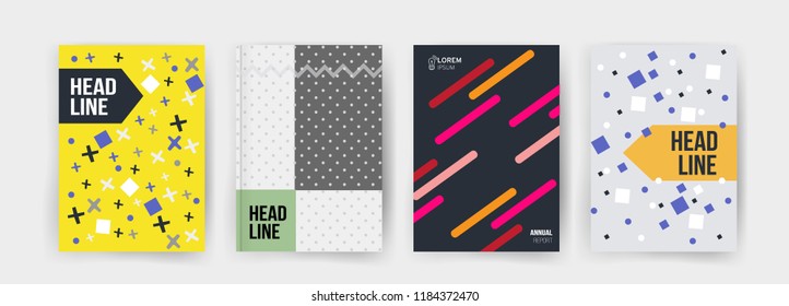 Vector EPS 10. Mock up and business design of 4 main pages. Magazine or book design. Branding identity design.