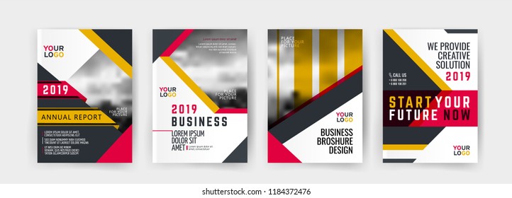 Vector EPS 10. Mock up and business design of 4 main pages. Magazine or book design. Branding identity design.