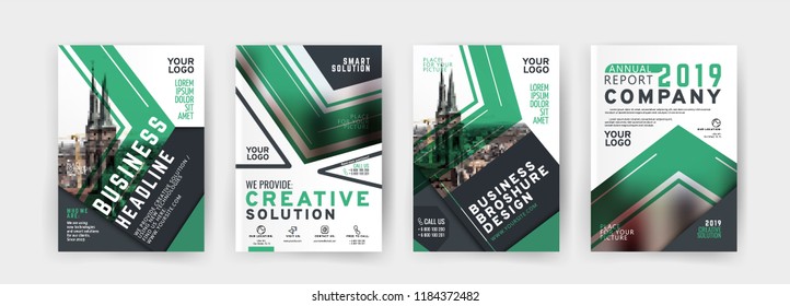 Vector EPS 10. Mock up and business design of 4 main pages. Magazine or book design. Branding identity design.