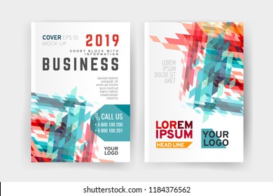 Vector EPS 10. Mock up and business design of 2 main pages. Magazine or book design. Branding identity design.