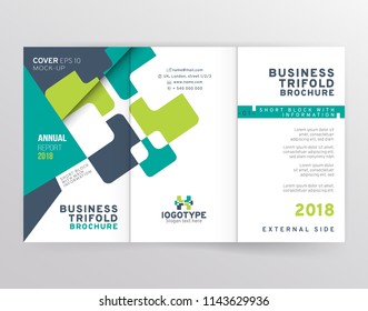 Vector EPS 10. Mock up of tri-fold brochure. Branding identity design.
