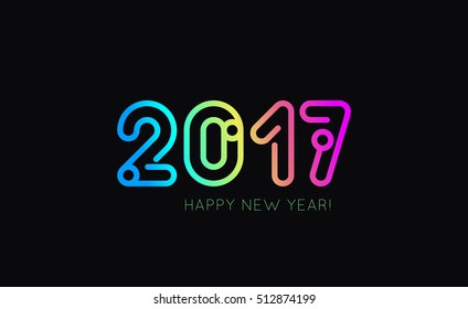 VECTOR eps 10. Multicolor figures number 2017 New Year creative design card, flyers, posters, banners, calendar Seasons greetings Happy New 2017 design Illustration blue violet red pink color 2017 