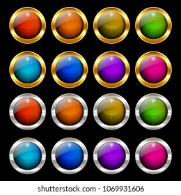Vector eps 10 round colorful glossy web buttons set