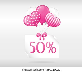 VECTOR eps 10. SALE!!! Design for Happy Valentine's Day with pink balloons. Candy hearts and bows. See new Cute design in my portfolio. Enjoy! Wish you to love and be loved!
