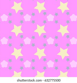 VECTOR eps 10 ,seamless  pattern with  Stars and Flowers,abstract background pink color background,wallpaper,texture,Free form,pastel,flowers in spring background,illustrator