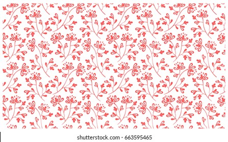 VECTOR eps 10.  SEAMLESS pattern  in red colors. Endless textures with flowers, which have little shade and light 
