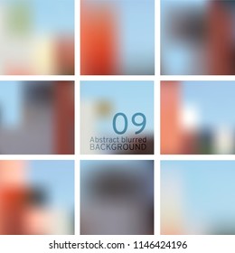 Vector EPS 10. Set of 9 blurred backgrounds for any business production, wallpaper, etc..