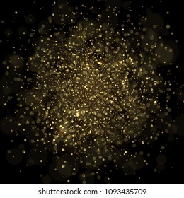 Vector eps 10 shiny glittering effect sparkling golden bokeh on black background