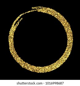 Vector eps 10 shiny golden glitters round frame decoration design isolated on black background