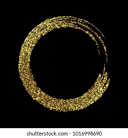 Vector eps 10 shiny golden glitters round frame decoration design isolated on black background