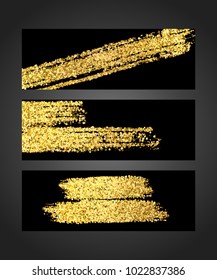 Vector eps 10 shiny golden glitter banner set