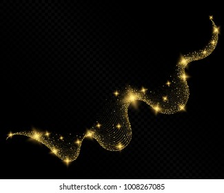 Vector pasa 10 brillantes brillantes brillantes polvo onda abstracta aislada en fondo oscuro transparente