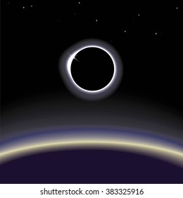 Vector EPS 10. solar eclipse, as seen from orbit