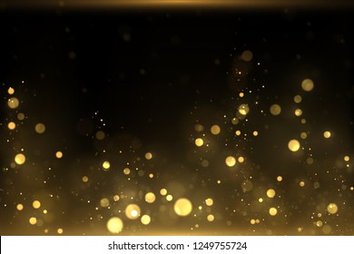 Vector eps 10 sparkling gold particles. Golden bokeh lights abstract background