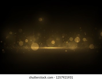 Vector Eps 10 sparkling gold bokeh, shiny particles explode abstract luxury background