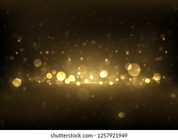 Vector Eps 10 sparkling gold bokeh, shiny particles explode abstract luxury background